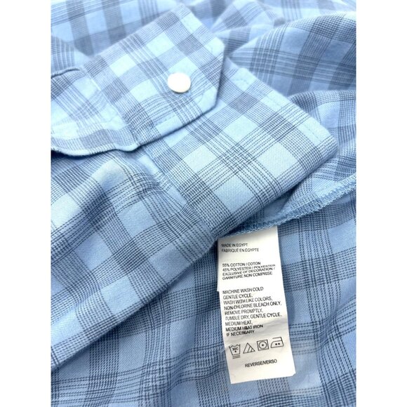 Izod Mens Blue Checkered Long Sleeve Button-Down Shirt - Size XLT - Picture 5 of 6
